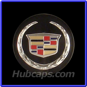 19329257 Black Cadillac Center Caps with Silver Crest Set of 4 Caps ATS CTS ELR