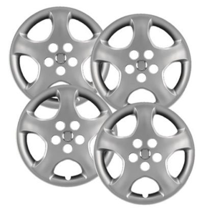 15 inch Painted Silver REPLICA hubcaps, No logo, #61134ams-SET